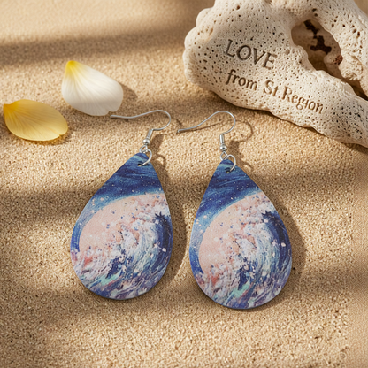 Blue & Beige Tide Drop Earrings