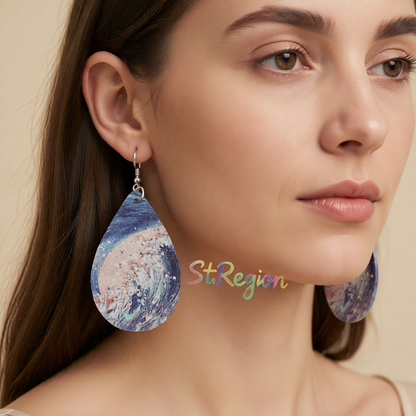 Blue & Beige Tide Drop Earrings
