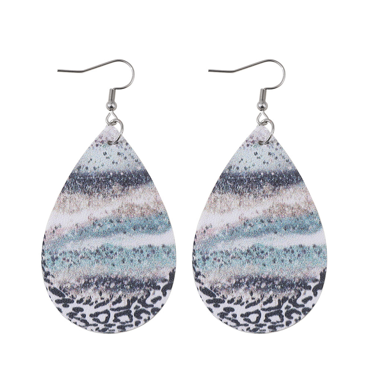 Blue & Black Abstract Stripe Drop Earrings