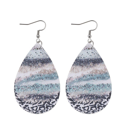 Blue & Black Abstract Stripe Drop Earrings