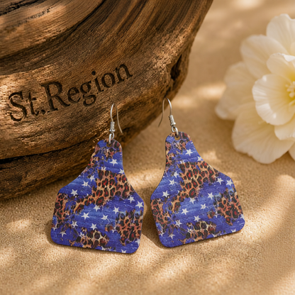 Blue Polystyrene & Silver-Plated Leopard Star Drop Earrings