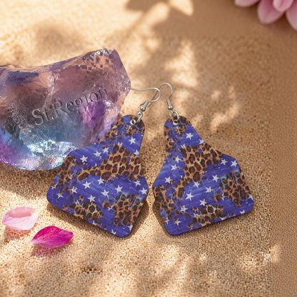 Blue Polystyrene & Silver-Plated Leopard Star Drop Earrings