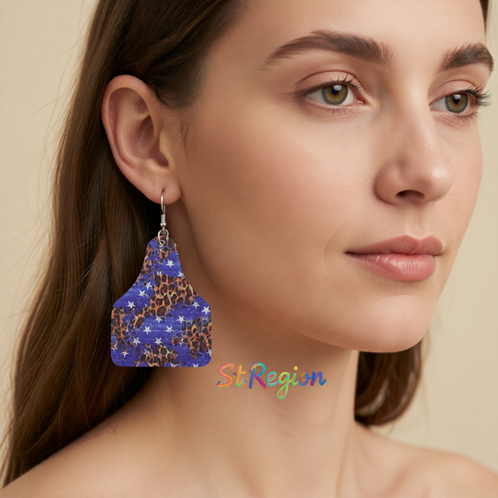 Blue Polystyrene & Silver-Plated Leopard Star Drop Earrings