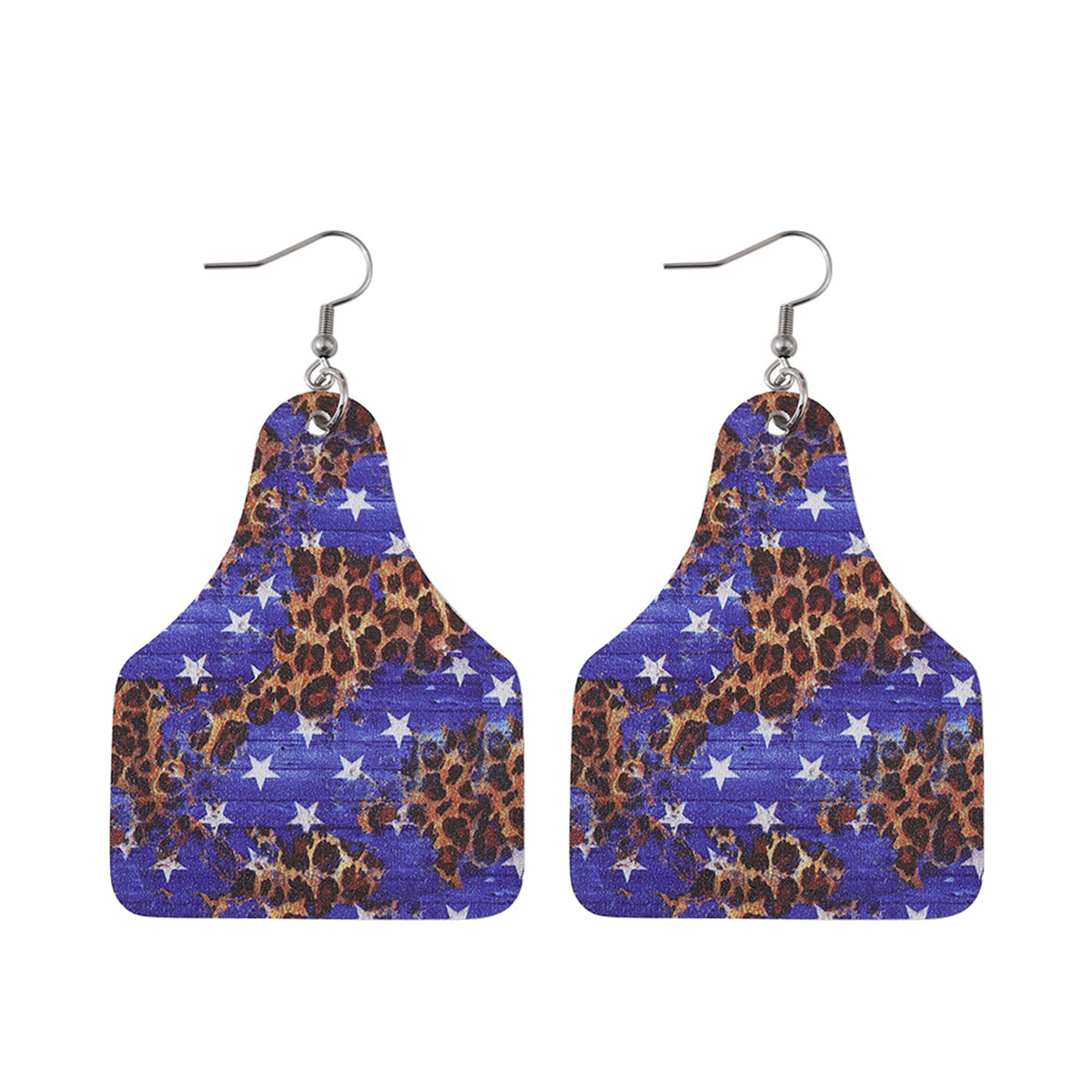 Blue Polystyrene & Silver-Plated Leopard Star Drop Earrings