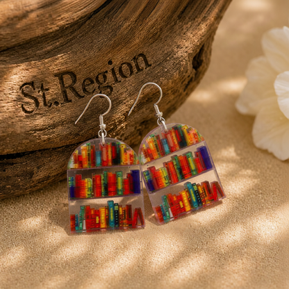 Red & Yellow Bookcase Drop Earrings