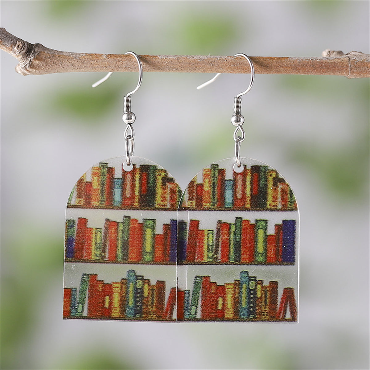 Red & Yellow Bookcase Drop Earrings