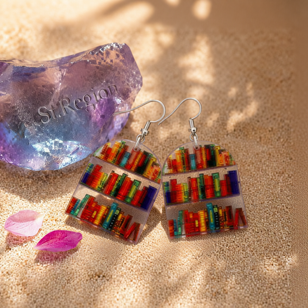Red & Yellow Bookcase Drop Earrings