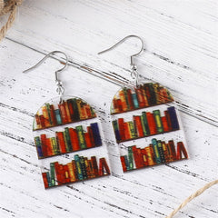 Red & Yellow Bookcase Drop Earrings