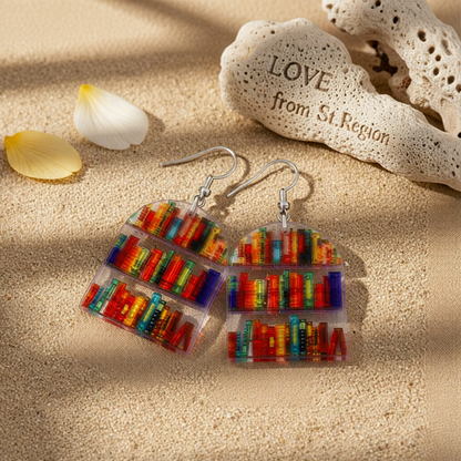 Red & Yellow Bookcase Drop Earrings
