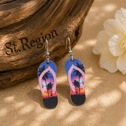 Purple & Pink Hawaii Flip-Flop Drop Earrings