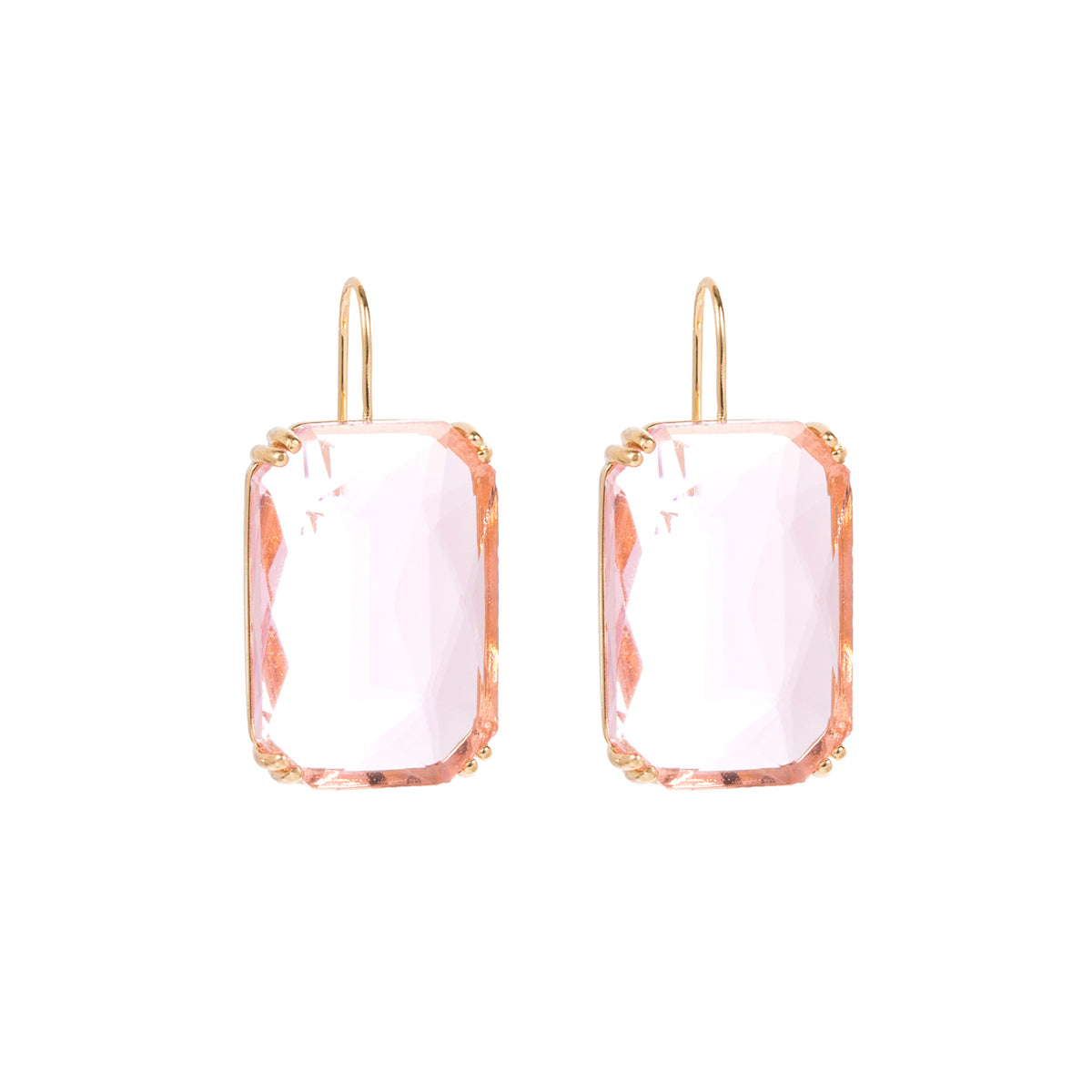 Clear Crystal & 18K Gold-Plated Radiant-Cut Drop Earrings