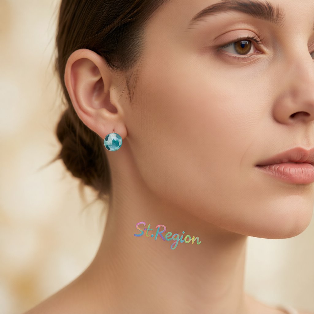 Blue and White Cloud Ball Stud Earrings, stud earrings for women, vintage-inspired design, styled look