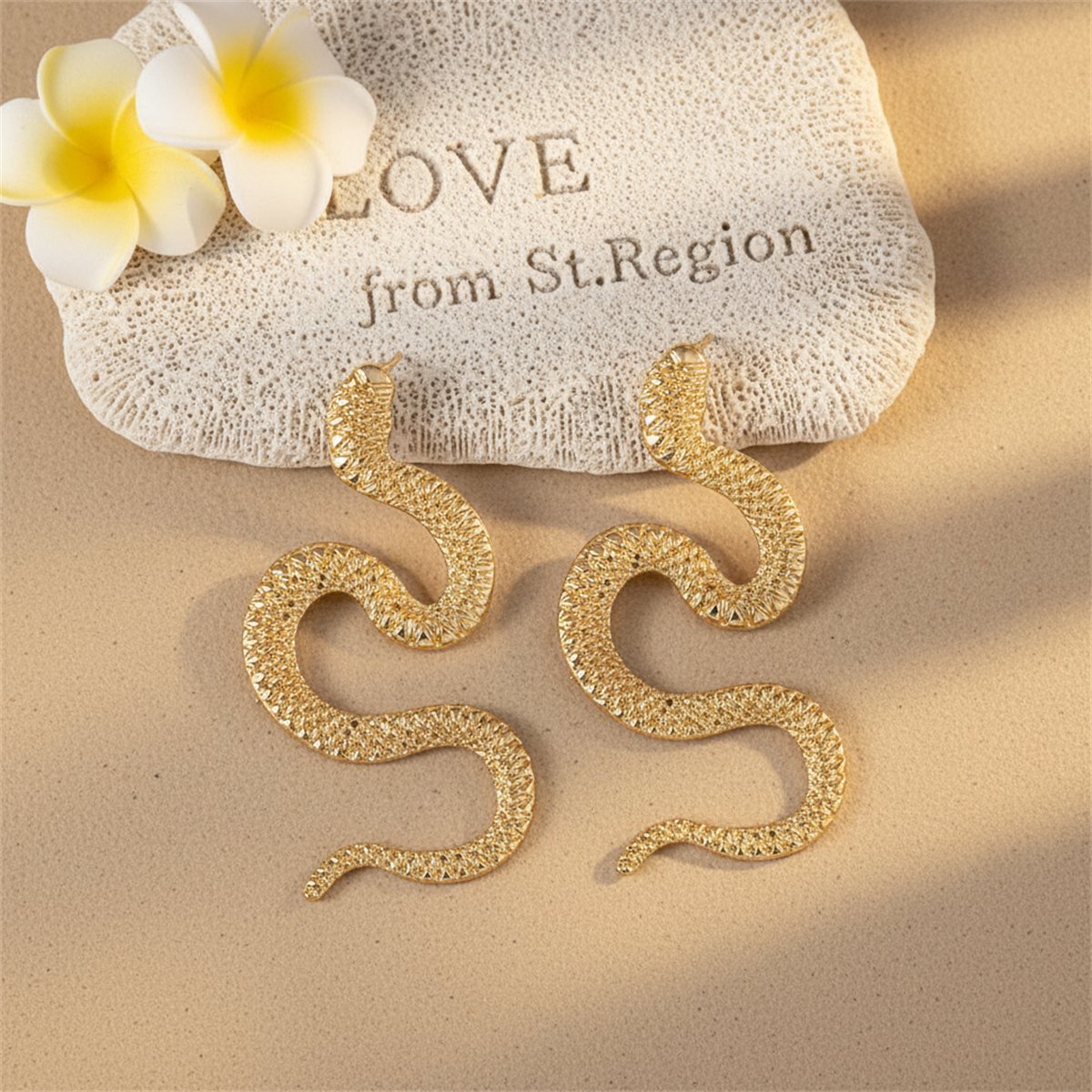 18K Gold-Plated Snake Drop Earrings, gold drop earrings for women, vintage-inspired design, lifestyle look
