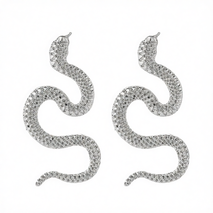 Silver-Plated Snake Drop Earrings