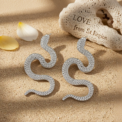 Silver-Plated Snake Drop Earrings
