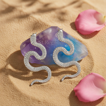 Silver-Plated Snake Drop Earrings