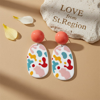 Pink and Red Oval Drop Earrings, drop earrings for women, elegant gift for her, lifestyle look
