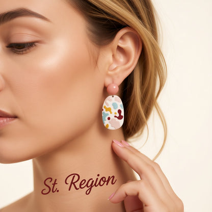 Pink and Red Oval Drop Earrings, drop earrings for women, elegant gift for her, styled look