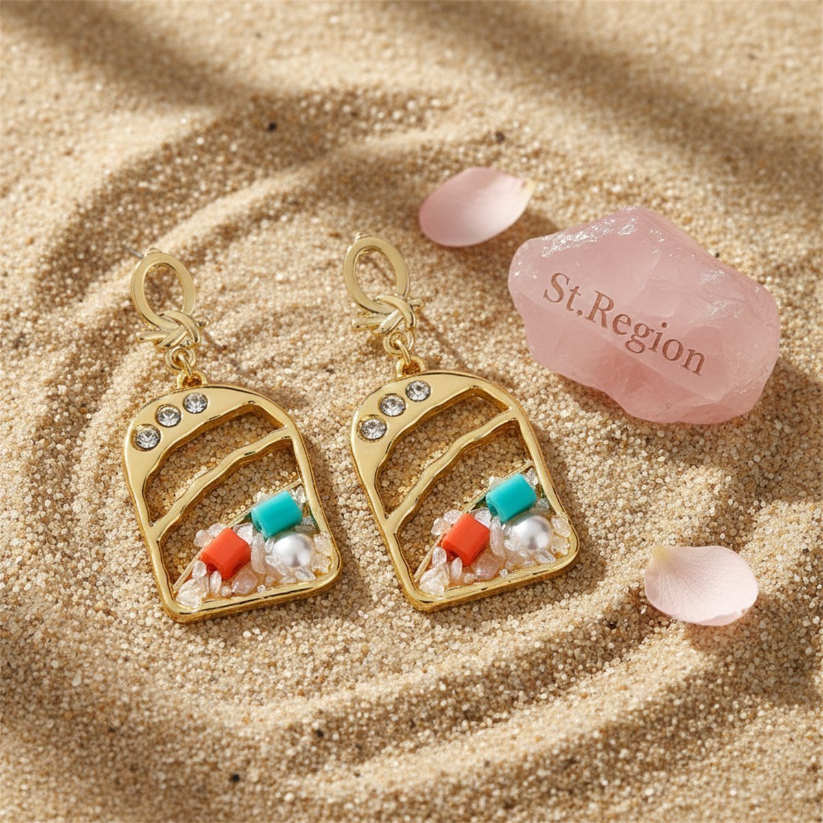 Cubic Zirconia and Pearl 18K Gold-Plated Drop Earrings, gold drop earrings for women, detail close-up