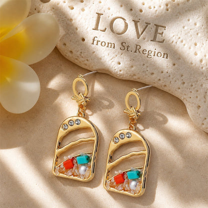 Cubic Zirconia and Pearl 18K Gold-Plated Drop Earrings, gold drop earrings for women, vintage-inspired design, lifestyle look