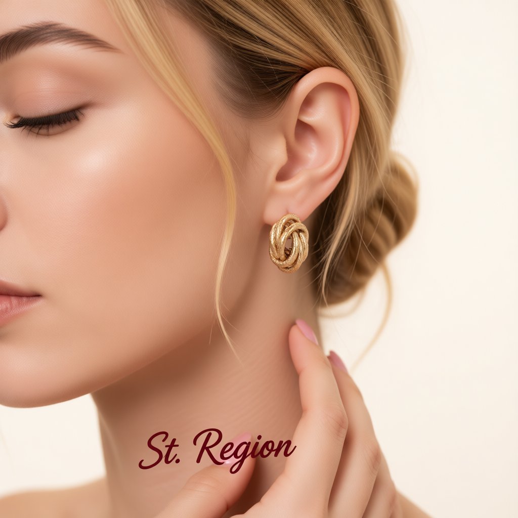 18K Gold-Plated Tri-Wire Twisted Stud Earrings, gold stud earrings for women, elegant gift for her, styled look