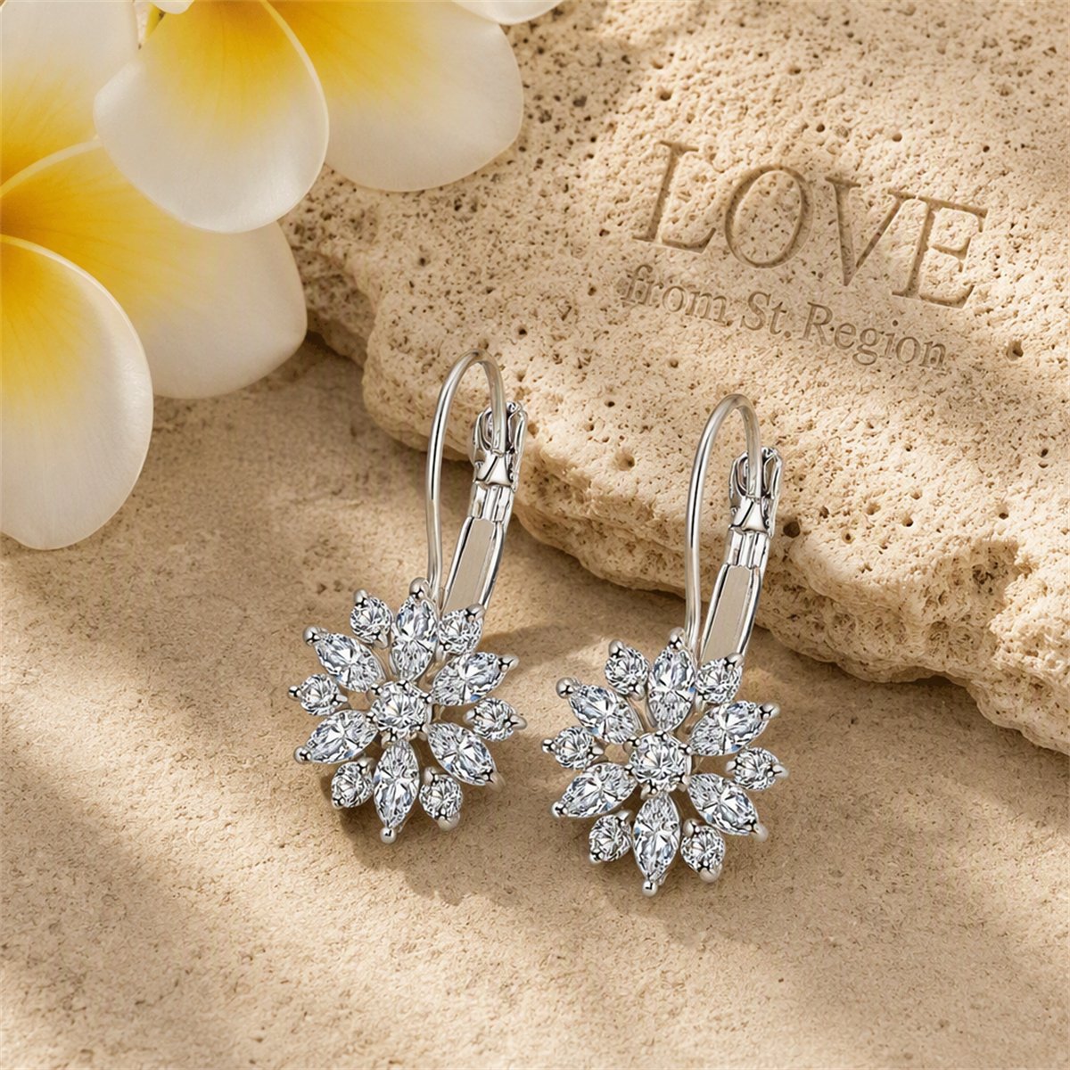 Crystal and Silver-Plated Snowflake Leverback Earrings, silver huggie earrings, everyday style, lifestyle look