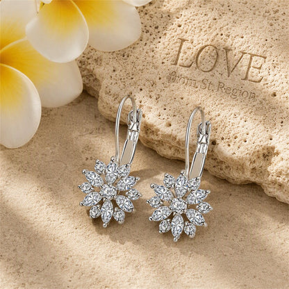 Crystal and Silver-Plated Snowflake Leverback Earrings, silver huggie earrings, everyday style, lifestyle look