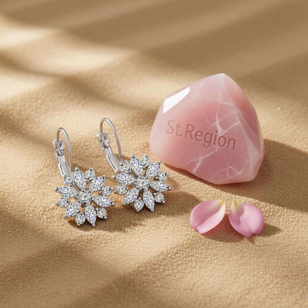 Crystal and Silver-Plated Snowflake Leverback Earrings, silver huggie earrings, everyday style, detail close-up