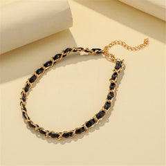 Simple yet stylish black and gold chain choker, crafted with 18K gold-plated accents and a polystyrene cable design.
