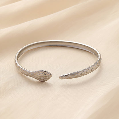 Stainless Steel Snake Cuff, stainless steel bracelet for women, elegant gift for her, side view