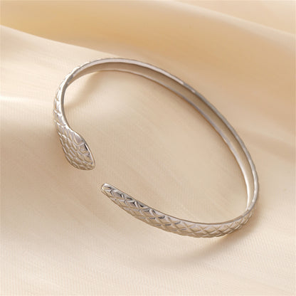Stainless Steel Snake Cuff, stainless steel bracelet for women, elegant gift for her, detail close-up
