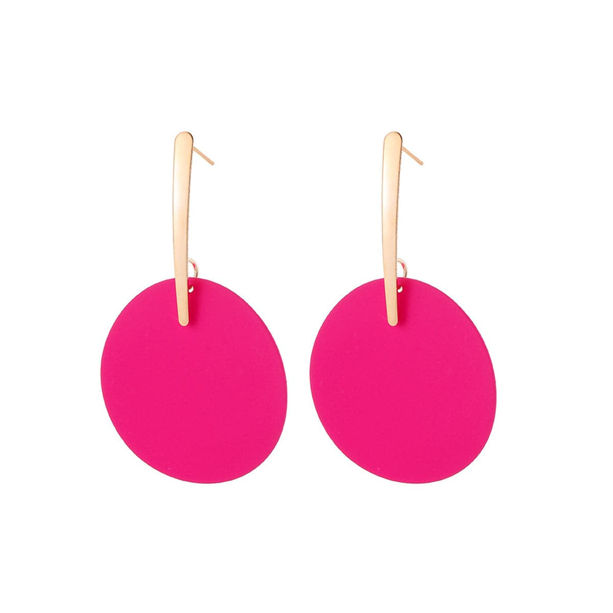 Pink Acrylic and 18K Gold-Plated Round Drop Earrings, gold drop earrings for women, elegant gift for her, side view