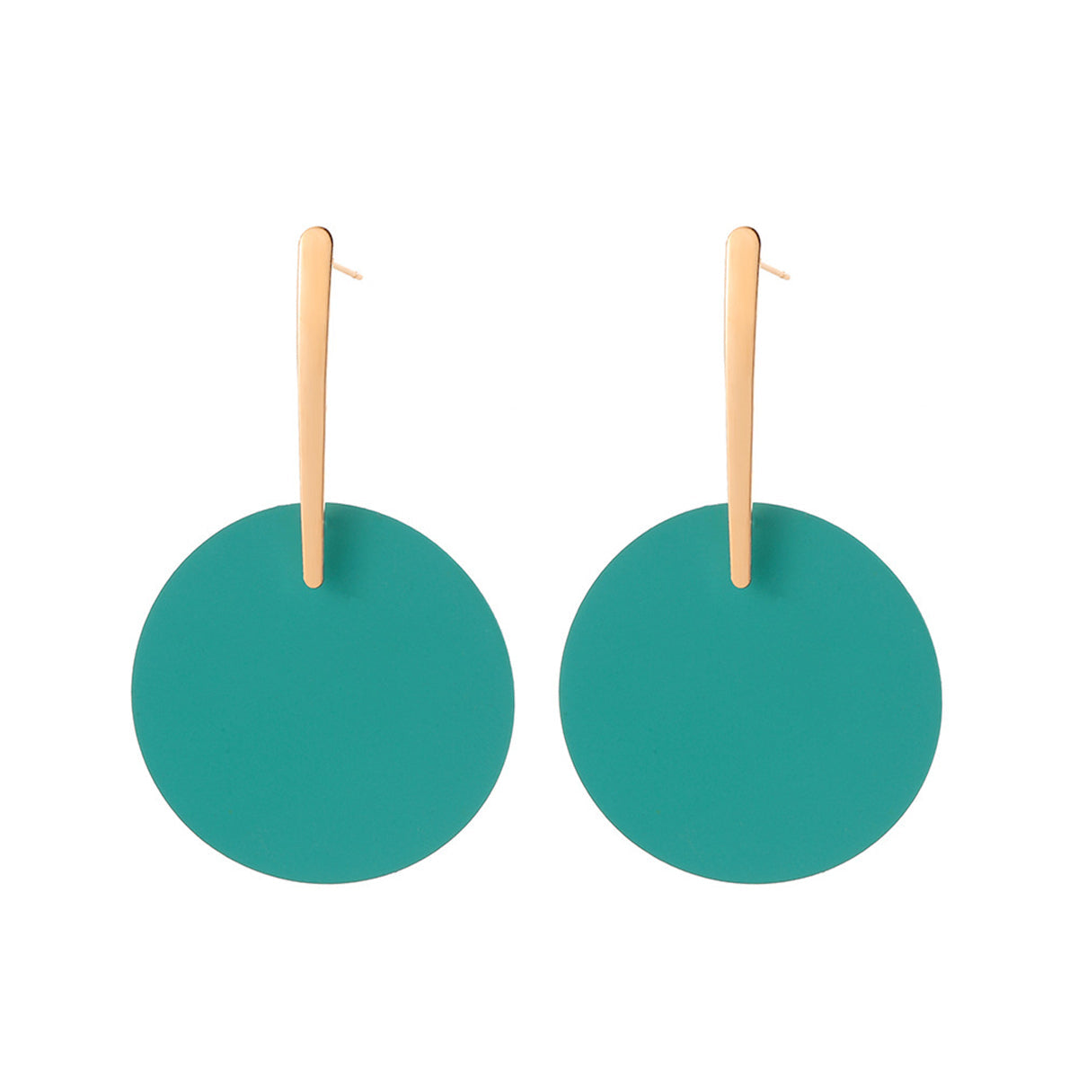 Green Acrylic and 18K Gold-Plated Round Drop Earrings, gold drop earrings for women, elegant gift for her, side view