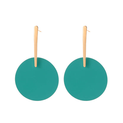 Green Acrylic and 18K Gold-Plated Round Drop Earrings, gold drop earrings for women, elegant gift for her, side view