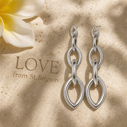 Silver-Plated Chain Drop Earrings, silver drop earrings for women, botanical inspired, lifestyle look