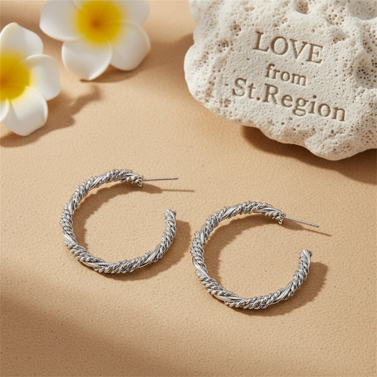 Silver-Plated Twine Hoop Earrings, silver hoop earrings for women, dainty minimalist design, lifestyle look