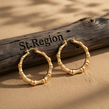18K Gold-Plated Bamboo Hoop Earrings