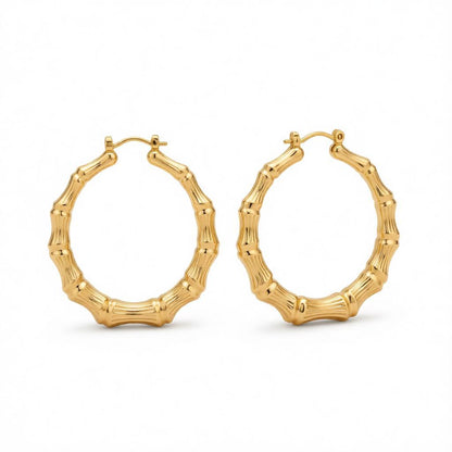 18K Gold-Plated Bamboo Hoop Earrings