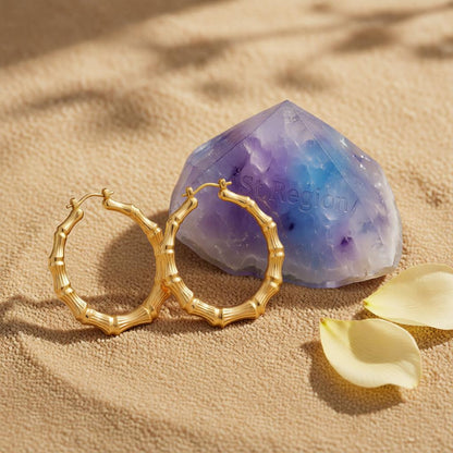 18K Gold-Plated Bamboo Hoop Earrings