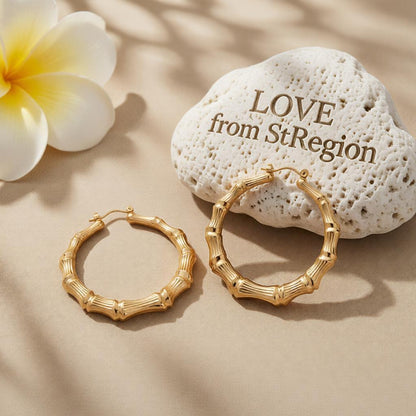 18K Gold-Plated Bamboo Hoop Earrings