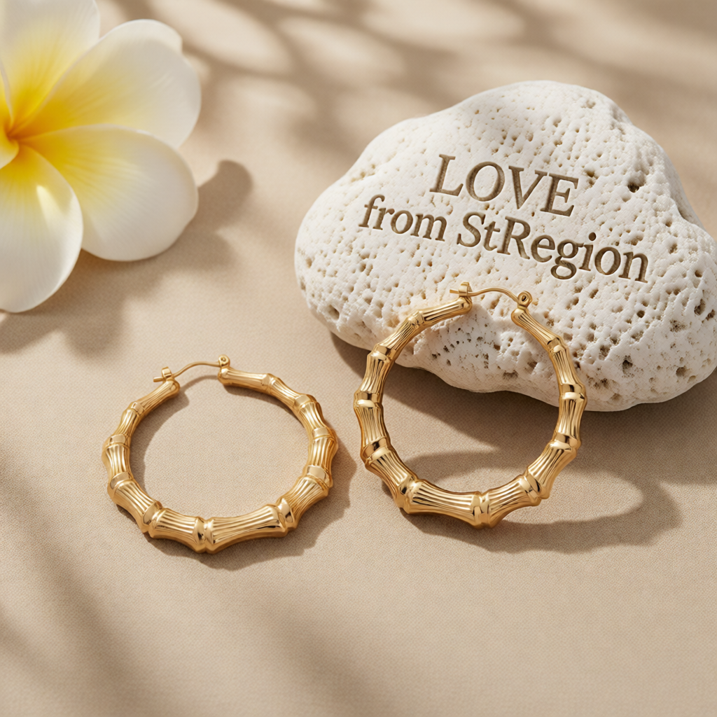 18K Gold-Plated Bamboo Hoop Earrings