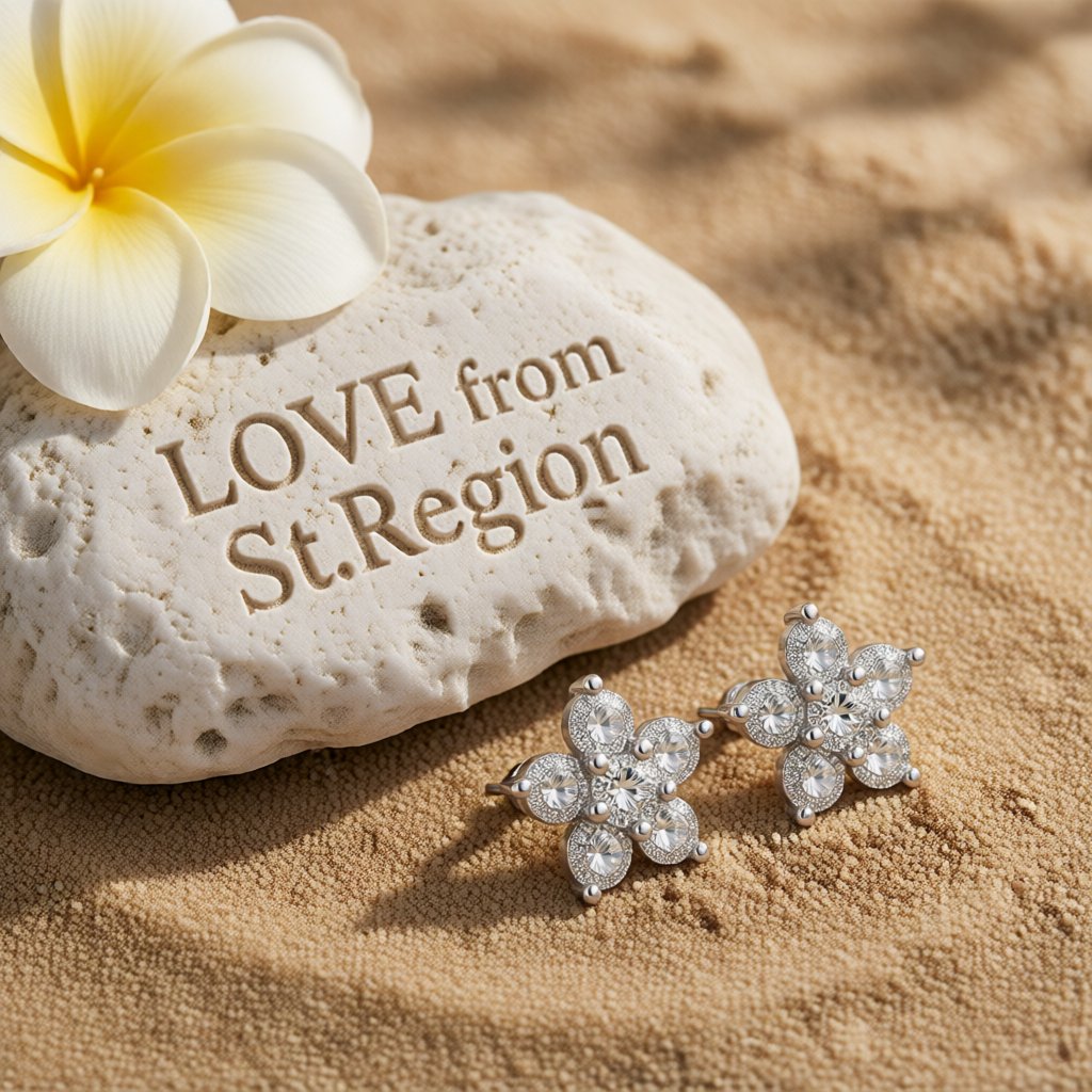 Cubic Zirconia and Silver-Plated Flower Stud Earrings, silver stud earrings for women, everyday style, lifestyle look