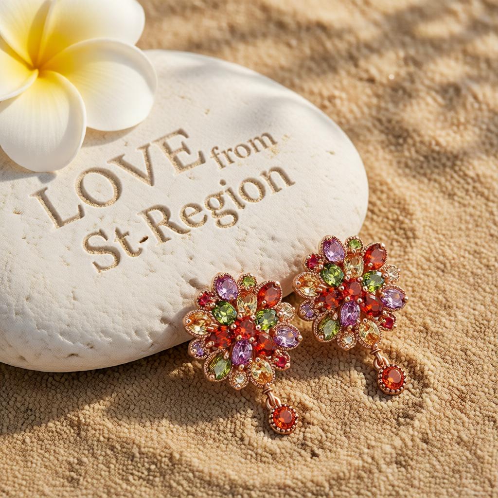 Jewel-Tone Crystal & 18K Rose Gold-Plated Flower Earrings