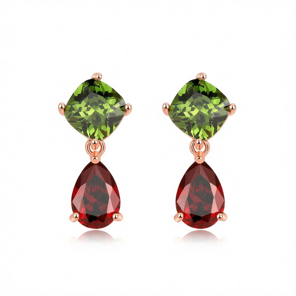 Crystal and 18K Rose Gold-Plated Teardrop Earrings, rose gold drop earrings for women, elegant gift for her, side view