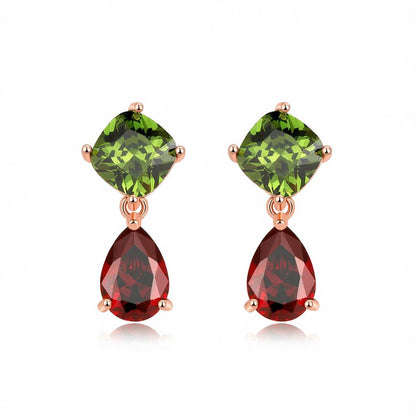Crystal and 18K Rose Gold-Plated Teardrop Earrings, rose gold drop earrings for women, elegant gift for her, side view