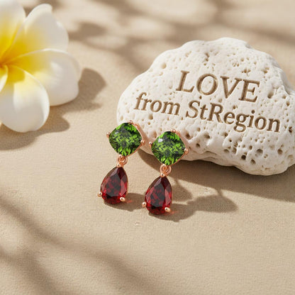 Crystal and 18K Rose Gold-Plated Teardrop Earrings, rose gold drop earrings for women, elegant gift for her, lifestyle look