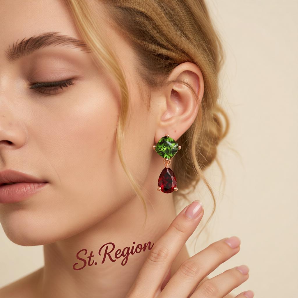Crystal and 18K Rose Gold-Plated Teardrop Earrings, rose gold drop earrings for women, elegant gift for her, styled look