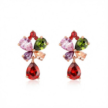 Cubic Zirconia and Crystal 18K Rose Gold-Plated Butterfly Teardrop Earrings, rose gold drop earrings for women, side view