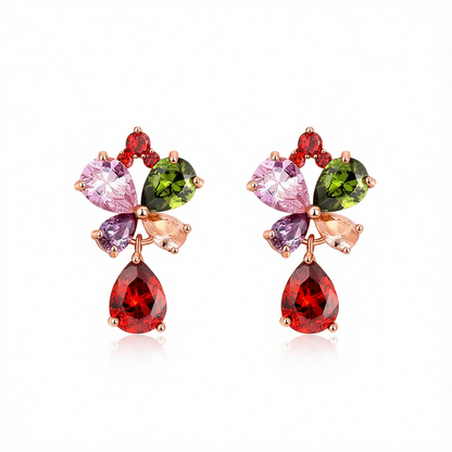 Cubic Zirconia & Crystal 18K Rose Gold-Plated Butterfly Teardrop Earrings