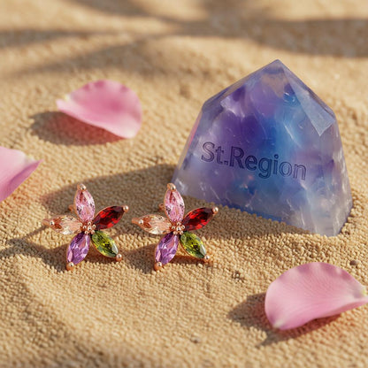 Jewel-Tone Crystal & 18K Rose Gold-Plated Star Earrings